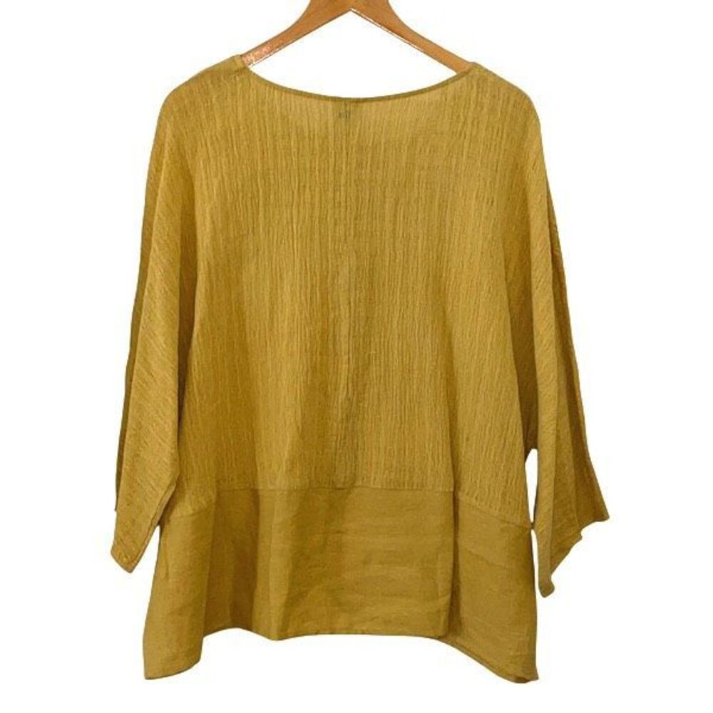 Joie NWT Women Top Shirt Blouse Linen Cotton Contrast Gauze Lagenlook Plus Sz 2X - Picture 3 of 8